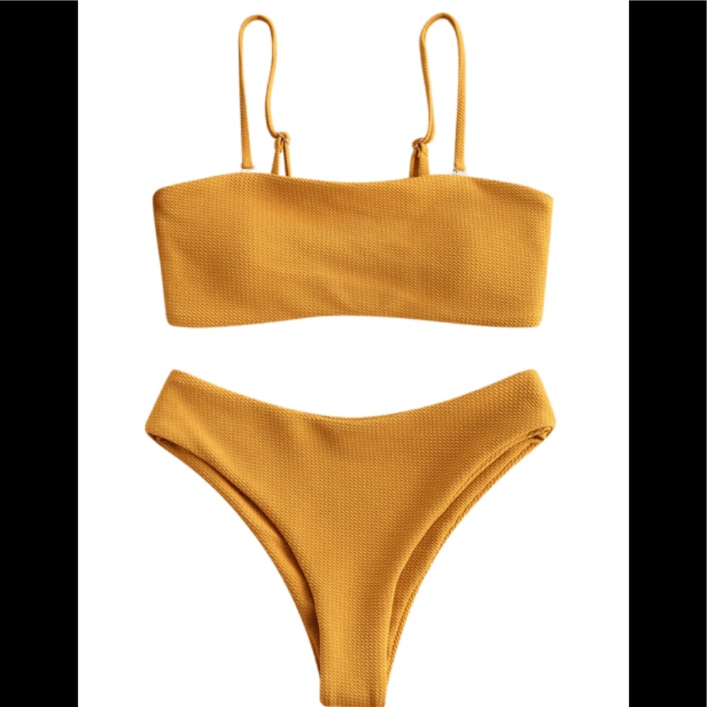 Textured Bandeau Bikini Set